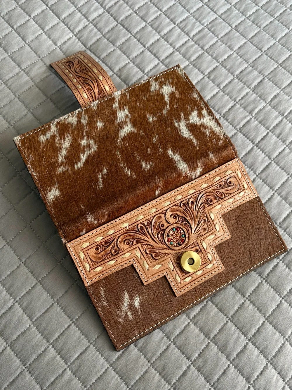 Mesa Genuine Tooled Leather and Cowhide Wallet